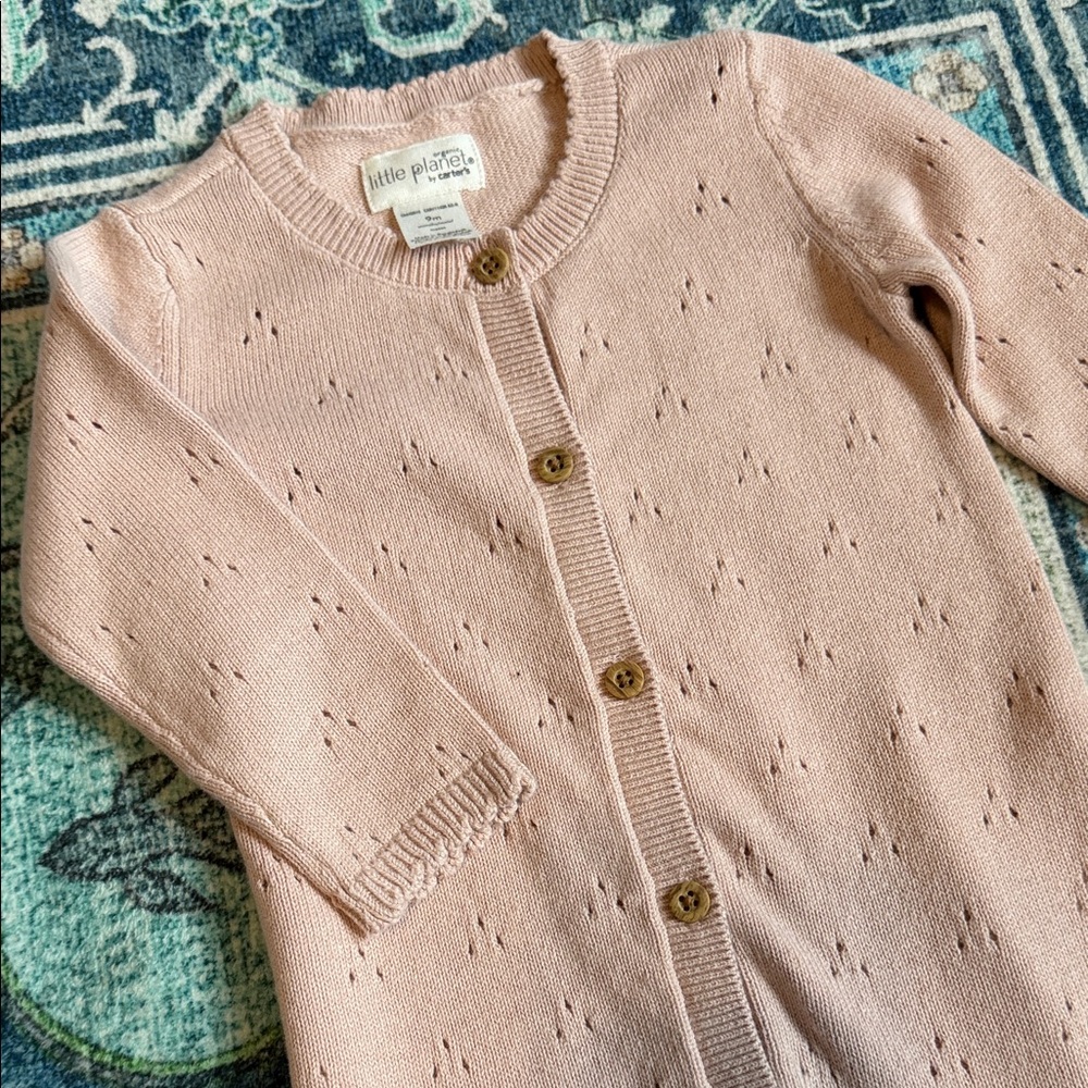 Little Planet pink knit onesie 100% cotton!